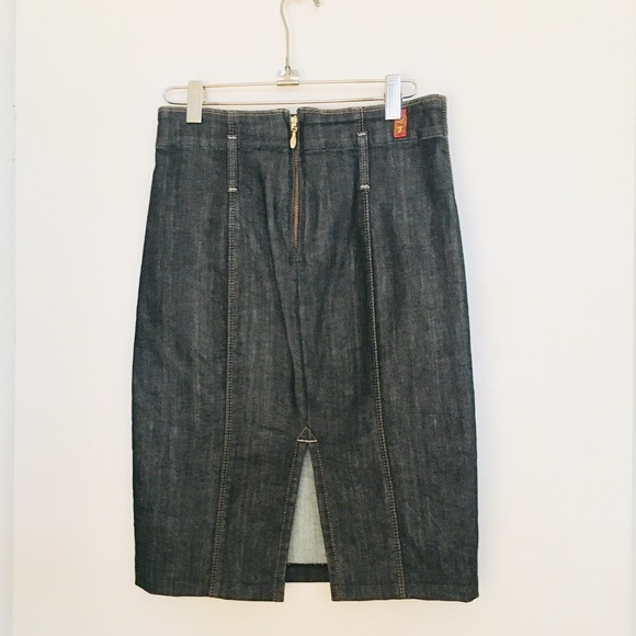 7 FOR ALL MANKIND HIGH-WAISTED DENIM PENCIL SKIRT - Picture 2 of 5